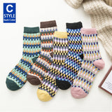 HSS Brand 5 Pairs Winter Men's Socks Thicken Sheep's Wool Socks Warm Men Retro Style Colorful Fashion Man Socks For Snow boots