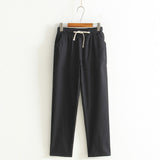 Womens Autumn/Summer Harem Pants Cotton Linen Solid Elastic waist Candy Colors Harem Trousers Soft high quality for Female ladys