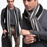 JODIMITTY Winter Designer Scarf Men Striped Cotton Scarf Male Brand Shawl Wrap Knit Cashmere Bufandas Long Striped With Tassel