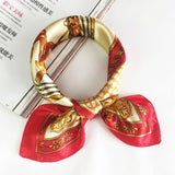 50*50 Multifunction Silk Scarf women fashion Printed Scarves Hair Tie Flower Leopard Striped Ribbon Headwear Retro Neckerchief