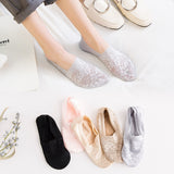5 Pairs Fashion Women Girls Summer Socks Style Lace Flower Short Sock Antiskid Invisible Ankle Socks 2019 New 7 colors