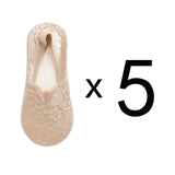 5 Pairs Fashion Women Girls Summer Socks Style Lace Flower Short Sock Antiskid Invisible Ankle Socks 2019 New 7 colors