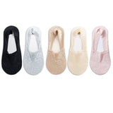 5 Pairs Fashion Women Girls Summer Socks Style Lace Flower Short Sock Antiskid Invisible Ankle Socks 2019 New 7 colors
