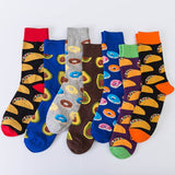 New gourmet series jacquard men's tide socks Fashion colorful casual high-heeled cotton socks for couple
