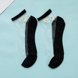 Summer new breathable small daisy flower transparent socks Slim color invisible girl socks