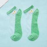 Summer new breathable small daisy flower transparent socks Slim color invisible girl socks