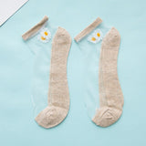 Summer new breathable small daisy flower transparent socks Slim color invisible girl socks