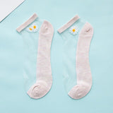 Summer new breathable small daisy flower transparent socks Slim color invisible girl socks