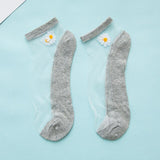 Summer new breathable small daisy flower transparent socks Slim color invisible girl socks