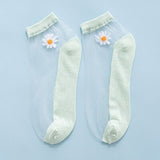 Summer new breathable small daisy flower transparent socks Slim color invisible girl socks