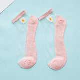 Summer new breathable small daisy flower transparent socks Slim color invisible girl socks