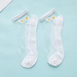 Summer new breathable small daisy flower transparent socks Slim color invisible girl socks