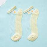 Summer new breathable small daisy flower transparent socks Slim color invisible girl socks