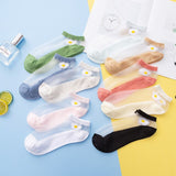 Summer new breathable small daisy flower transparent socks Slim color invisible girl socks