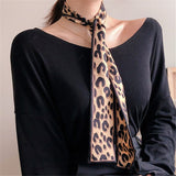 2018 New Satin Scarf Tie Handle Bag Ribbons Leopard Print Ribbon scarf Women Fashion Head Scarf Small Long Scarves120*8cm