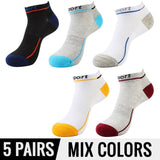 HSS 2019 Men Socks High elasticity Mountain Stripe man's Sock Blue white Deodorization Breathable Cycle cotton socks 5Paris/Lot