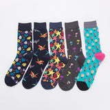 HSS 5Pairs/lot Hot Fashion Men's Funny Combed Cotton Wedding Socks Colorful Casual Crew Socks Happy Socks Novelty Gifts Big Size